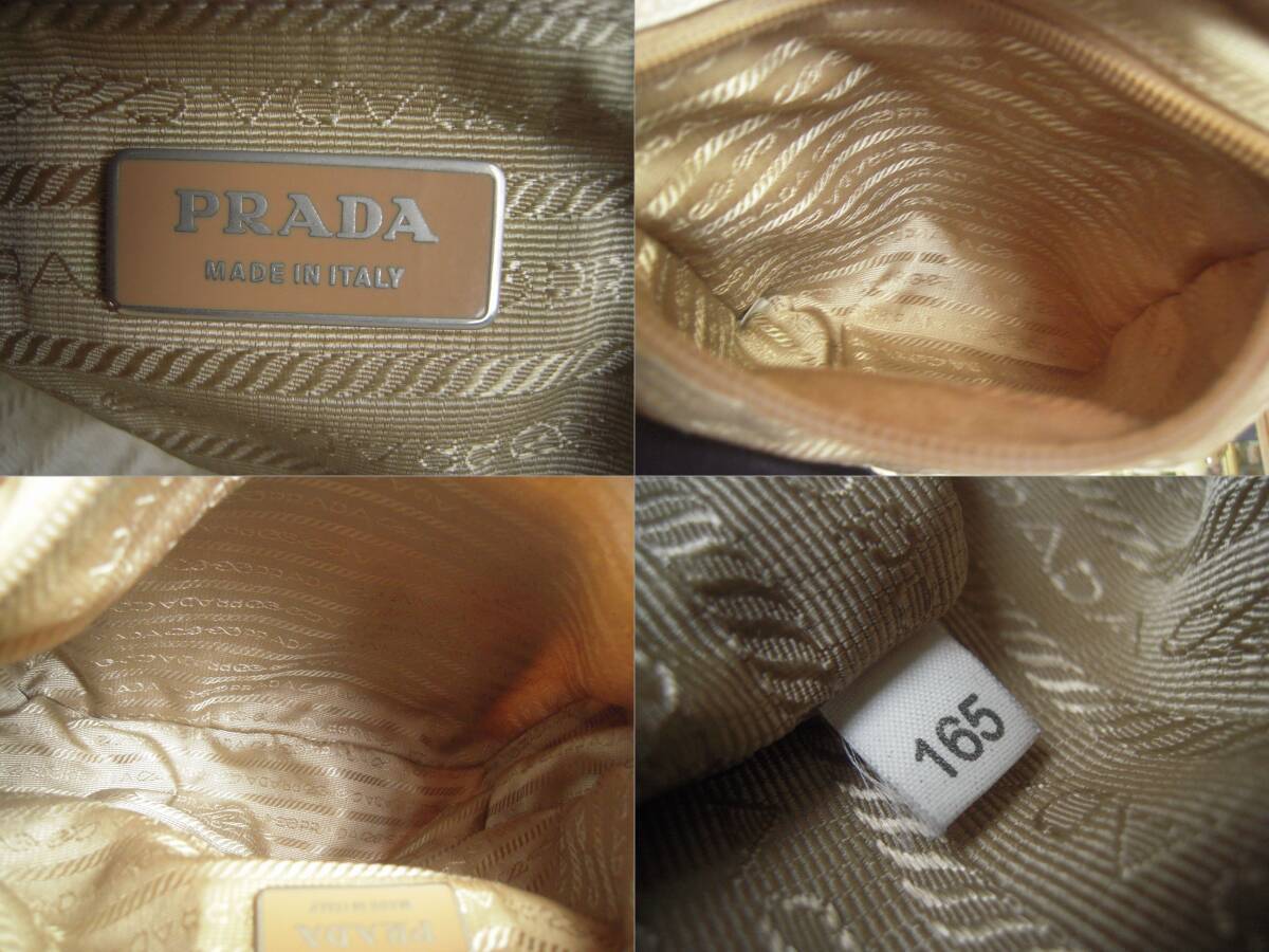 【美品】 PRADA プラダ ショルダーバッグ BT0501 トライアングルロゴ テスートナイロン ベージュ/薄茶の画像10