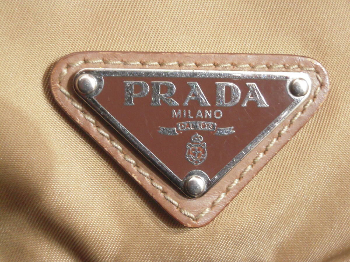 【美品】 PRADA プラダ ショルダーバッグ BT0501 トライアングルロゴ テスートナイロン ベージュ/薄茶の画像8