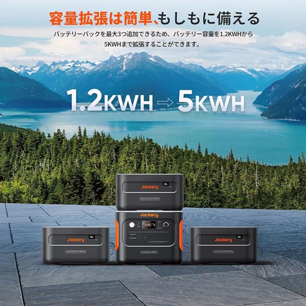 Jackery ポータブル電源 1000 Plus 拡張バッテリー リン酸鉄 1264Wh  節電 停電対策 家庭用 アウトドア用