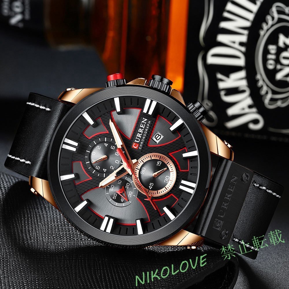 新品 CURREN 腕時計 クロノグラフ スポーツ メンズ 腕時計 クォーツ 時計 革男性 腕時計 2 LA586_画像1