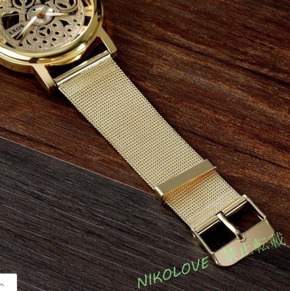 新品 中空クォーツ時計 ステンレススチールメッシュベルト カジュアルメンズ腕時計レロジオMasculin LA461の画像5