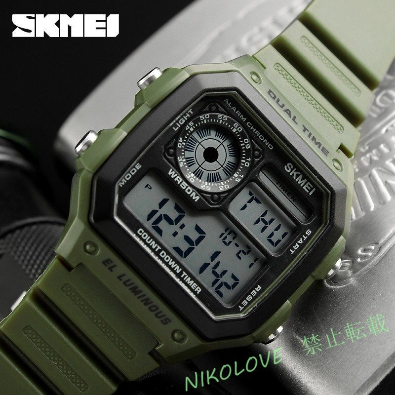 新品 防水時計 ステンレス 鋼ファッション デジタル 腕時計 SKMEI メンズスポーツウォッチ カウントダウン LA477_画像3