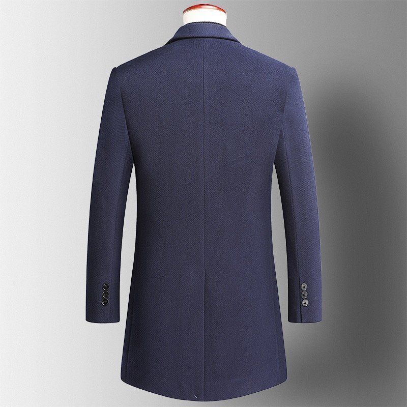 LB729 超美品 メンズ ロングコート 厚手 ウール テーラードジャケット 薄い綿入り 高級 セレブ カシミヤ混 紳士スーツ ベージュ /L_画像4