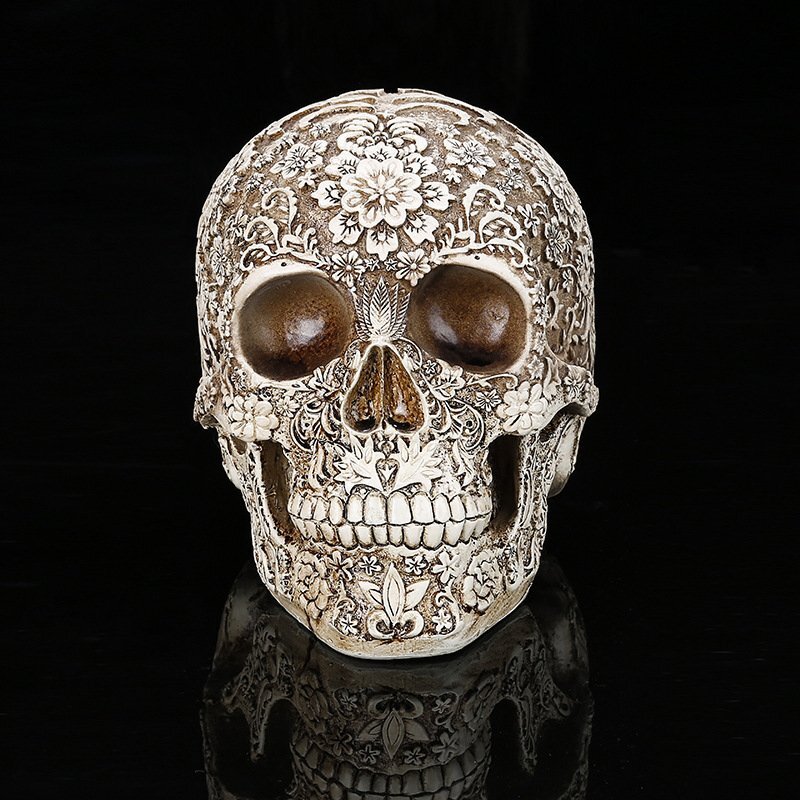 ガイコツ オブジェ 頭蓋骨 頭骨 彫刻 ハロウィン スカル ギフト オーナメント 個性的 かっこいい インテリア LC915_画像1