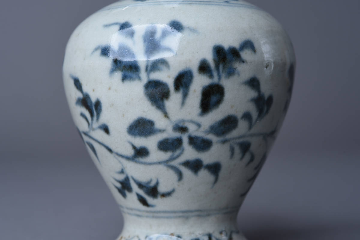 耳の形が月形の変った中国染付花瓶　茶陶　花生け　_画像5