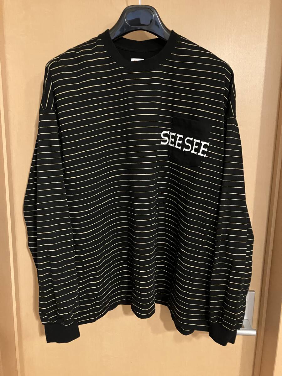 SEE SEE SUPER BIG FLAT LONG-SLEEVE BOADER S.F.C STRIPES FOR CREATIVE ロンT Tシャツ ボーダー fresh service is-ness so nakameguro 黒の画像1
