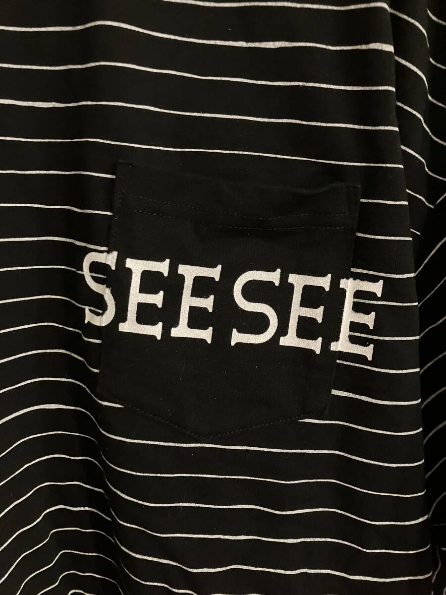 SEE SEE SUPER BIG FLAT SS BOARDER pocket TEE 黒 S.F.C STRIPES FOR CREATIVE Tシャツ ボーダー fresh service is-ness so nakameguro_画像2