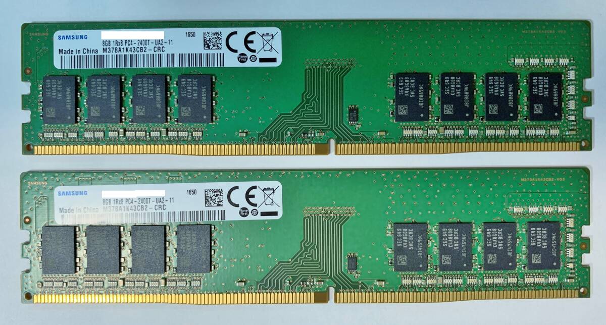 SAMSUNG DDR4 2400 (PC4-19200) 8GB×2枚 計16GB メモリ 簡易動作確認済品 Bの画像1