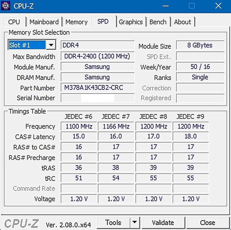 SAMSUNG DDR4 2400 (PC4-19200) 8GB×2枚 計16GB メモリ 簡易動作確認済品 Bの画像4