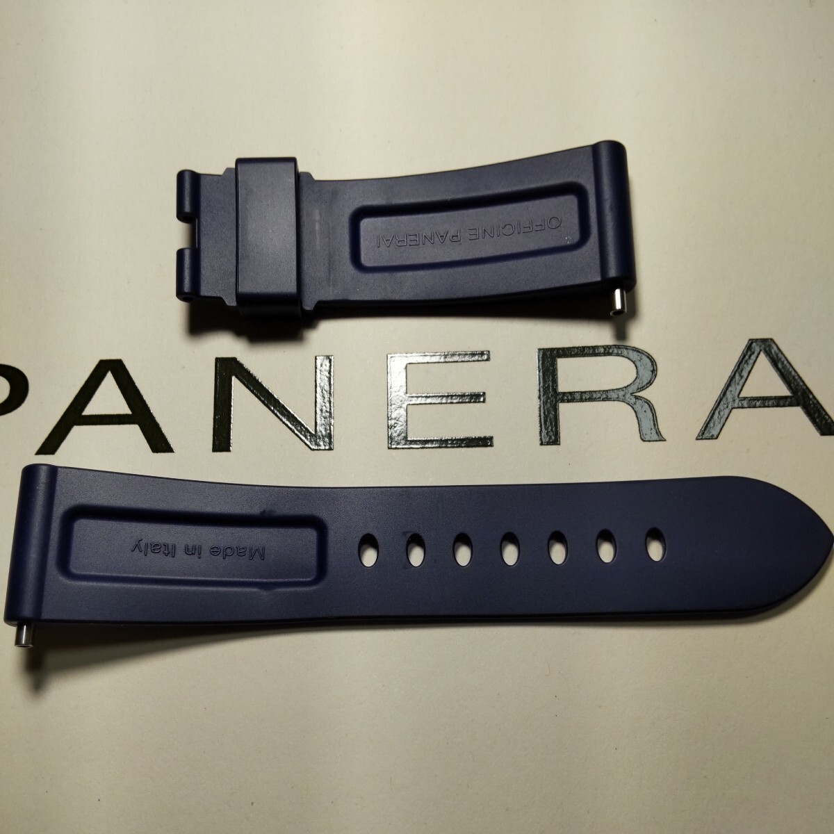 OFFICINE PANERAI 正規 BDR 純正 ベルト カウッチュー ラバー ストラップ オフィチーネ パネライ 紺 ネイビー 24/22 おまけ パイプ 2本_画像4