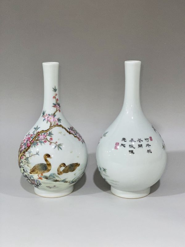 粉彩花樹紋杯 雍正御製 款 金彩 清時代 擺件 中国古玩唐物骨董時代物 A825 古びた蔵『清 雍正年製 陶磁器 琺瑯彩桃花大雁花鳥紋 題詩膽瓶