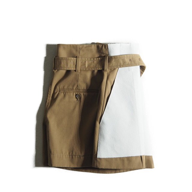 C2096f27 ▼Maison Margiela メゾンマルジェラ 1▼ 18SS Canvas Shorts ベルト付 キャンバス ショートパンツ ベージュ ホワイト 38 春夏の画像4