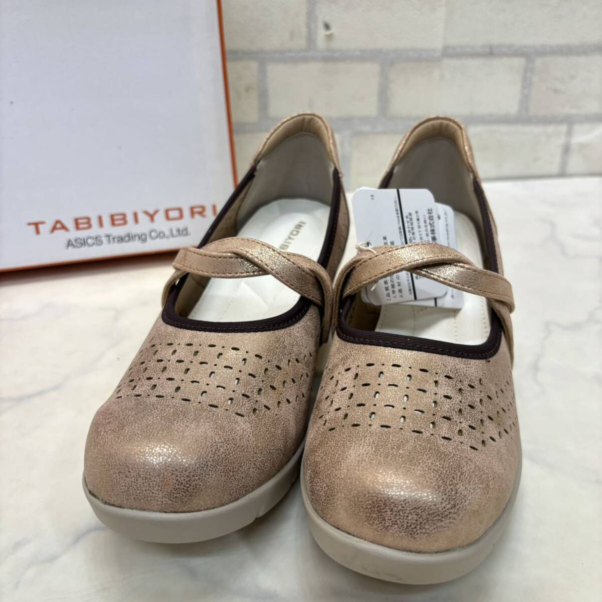  unused TABIBIYORI walking shoes Pink Lady -s box attaching EEE 22.5. strap pumps 