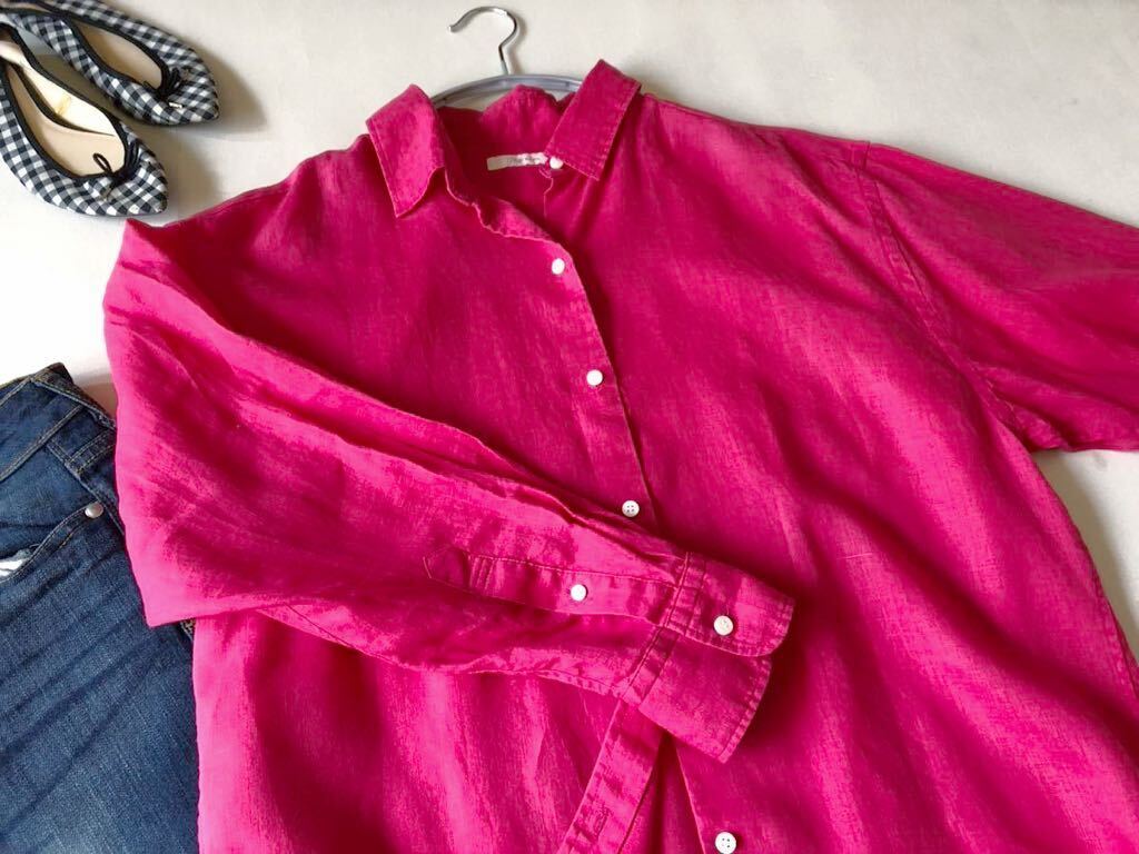 イエナ取扱♪プラージュ plage 上質リネン100%大人可愛いきれい色ゆったりオーバーサイズシャツ♪の画像4
