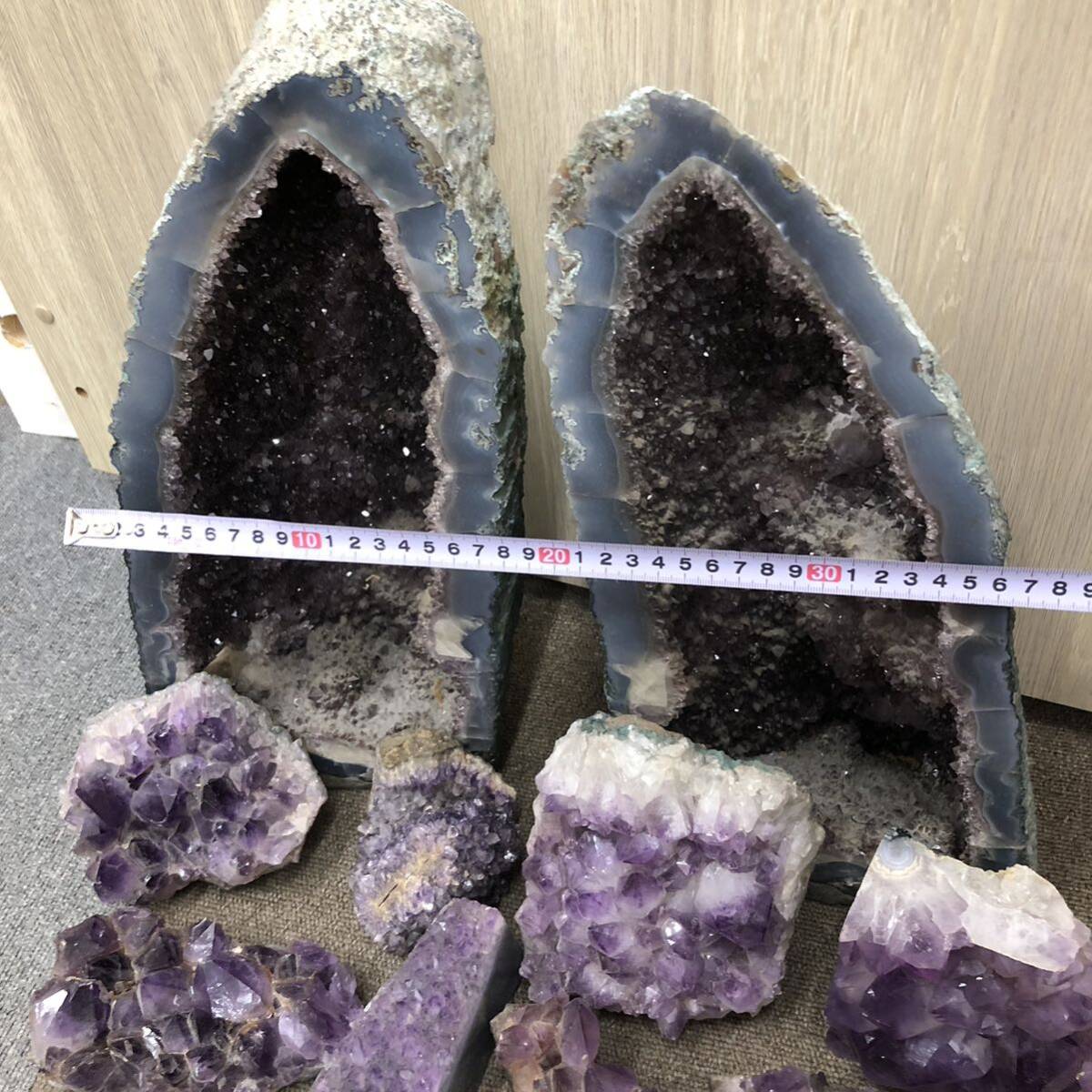 MM-10971②原石 アメジスト パワーストーン 標本 置物 紫水晶 国産鉱物 天然石 鑑賞石 の画像8