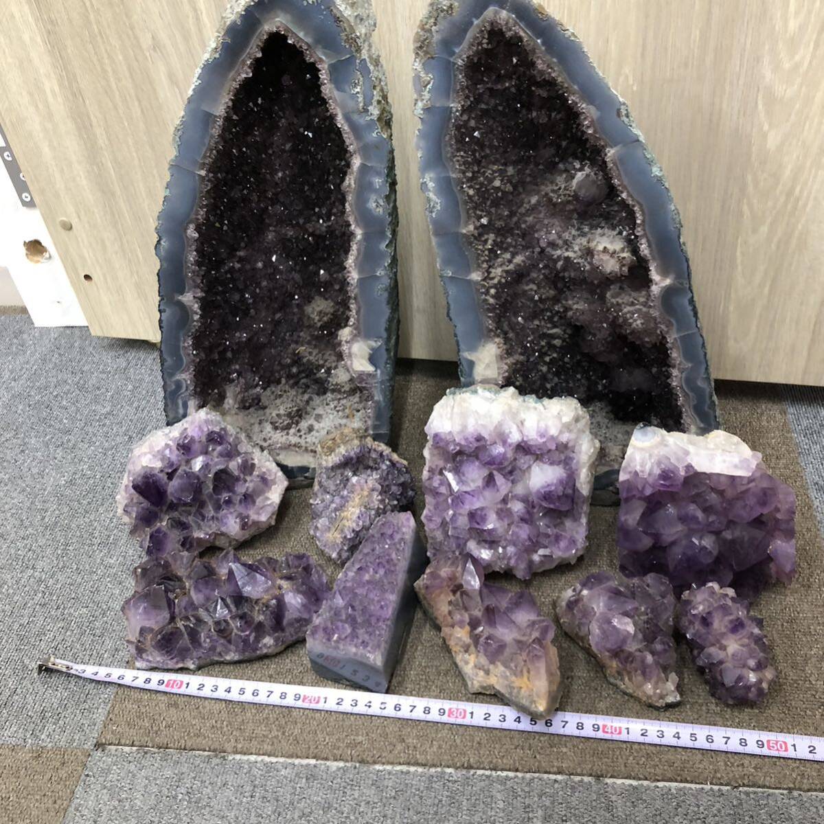 MM-10971②原石 アメジスト パワーストーン 標本 置物 紫水晶 国産鉱物 天然石 鑑賞石 の画像7