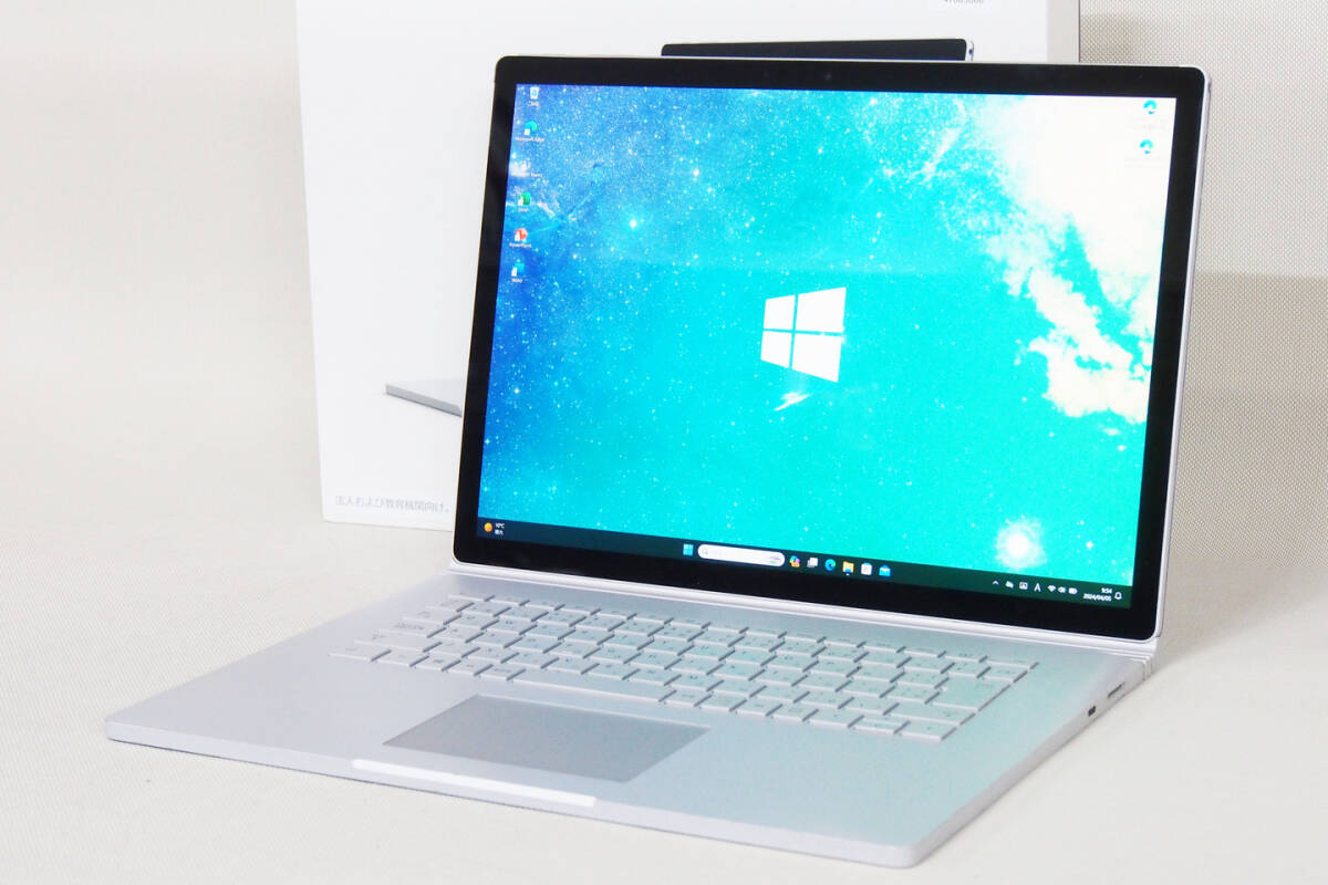 【即配】バッテリー良 希少15inchモデル i7 GTX1060 Win11 Office2021 Surface Book2 i7-8650U RAM16G NVMeSSD256G 15型PixelSense 元箱_画像1