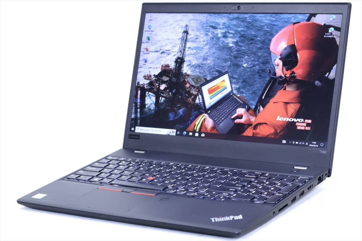 【1円～】Corei7 Office2021搭載!バッテリー良好!贅沢装備パワフルノートPC!ThinkPad T580 i7-8650U メモリ32G SSD512G 15.6FHD Win10_画像1