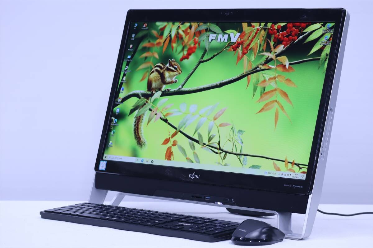 【1円～】Corei7 Office2019搭載！狭額縁23.0型FHD液晶省スペースAIO！ESPRIMO FH WF1/A3 i7-6700T RAM8GB 2TB Win10_画像1