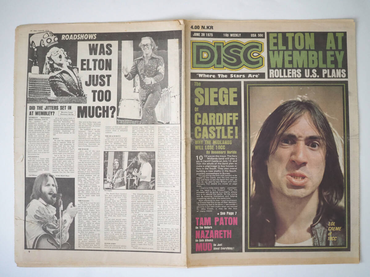 ★イギリス音楽誌【DISC】1975年6月28日号★Elton John At Wembley/10cc/Roxy Music/Bay City Rollers/Nazareth/Mudの画像1