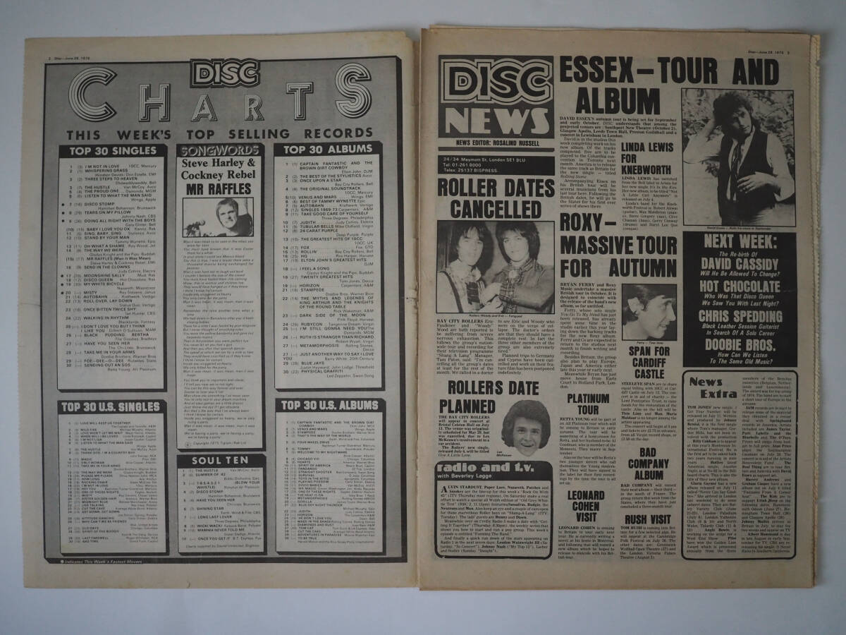 ★イギリス音楽誌【DISC】1975年6月28日号★Elton John At Wembley/10cc/Roxy Music/Bay City Rollers/Nazareth/Mudの画像4