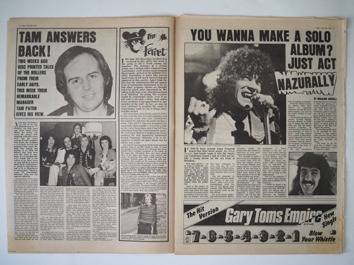 ★イギリス音楽誌【DISC】1975年6月28日号★Elton John At Wembley/10cc/Roxy Music/Bay City Rollers/Nazareth/Mudの画像7