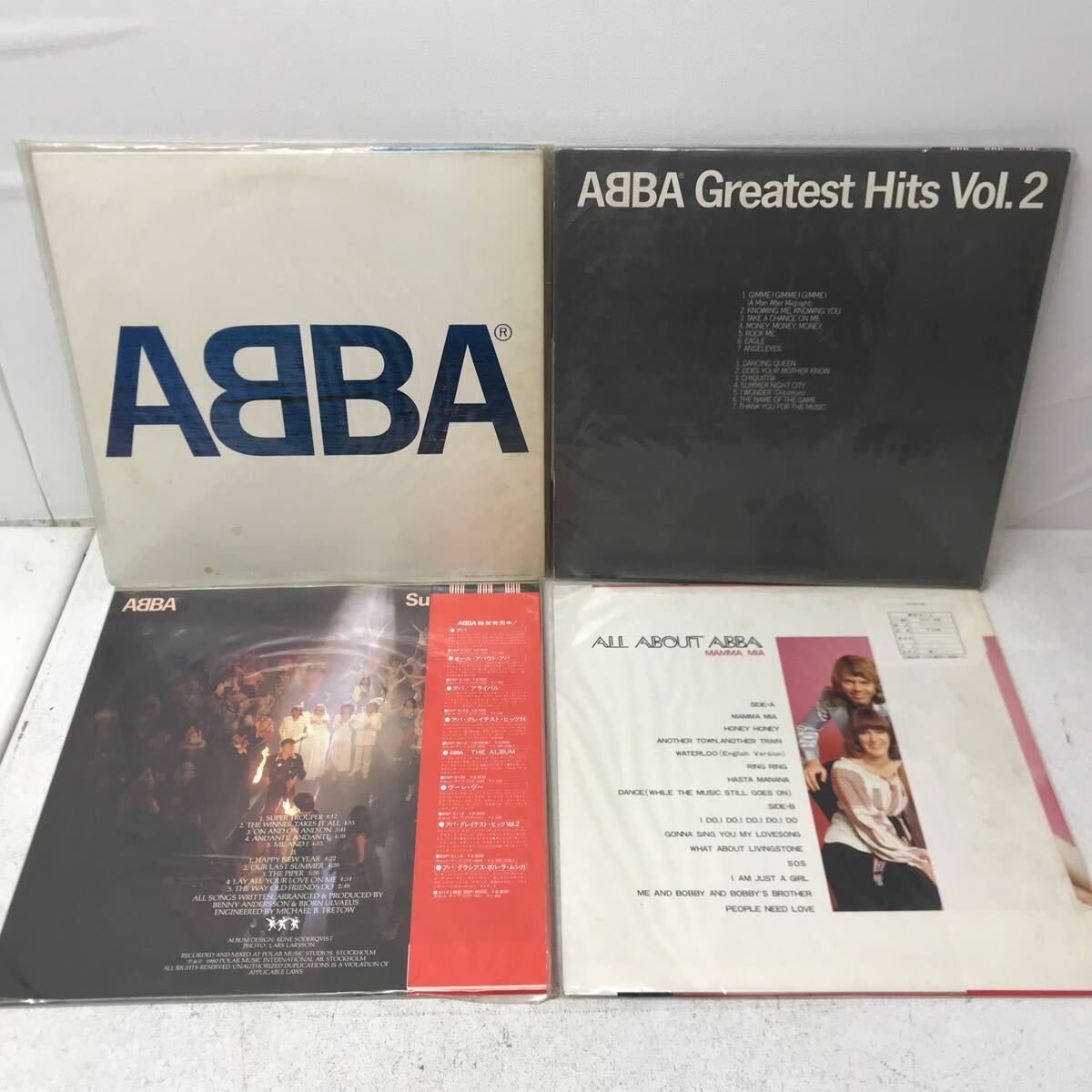 I0418A3 ABBA アバ LP レコード 4巻セット 音楽 洋楽 帯付き Super Trouper / グレイテスト・ヒッツ Vol.2 / MAMMA MIA 他