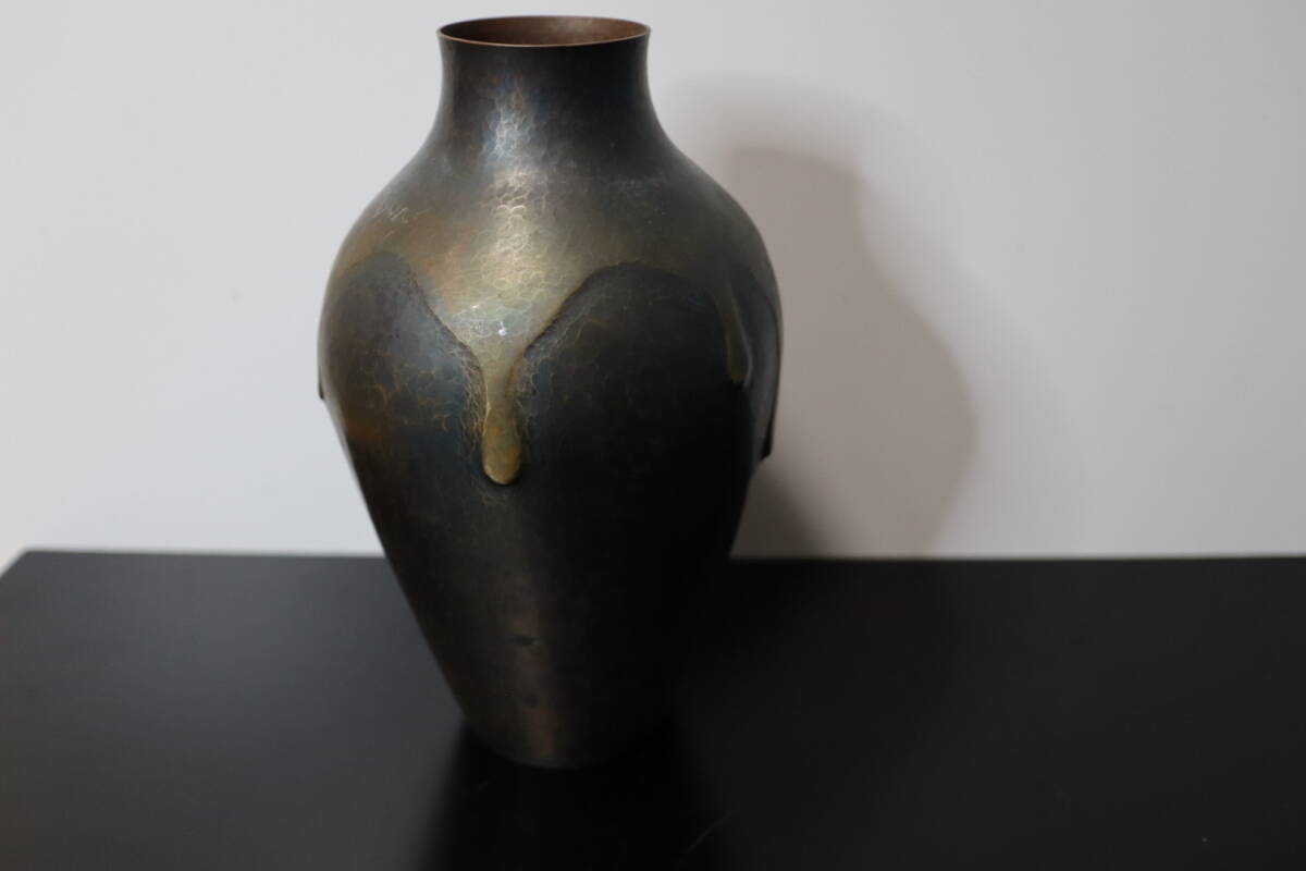 ◆玉川堂 鎚起銅器 / 新潟 銅製花瓶 花器 ビンテージ アンティーク レトロ レアの画像9