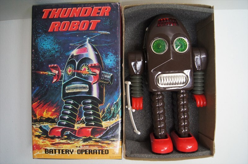 HAHATOY THUNDER ROBOT ブラウン バッテリー式 復刻品 ブリキ ロボット サンダー ロボット 箱付き 雑貨