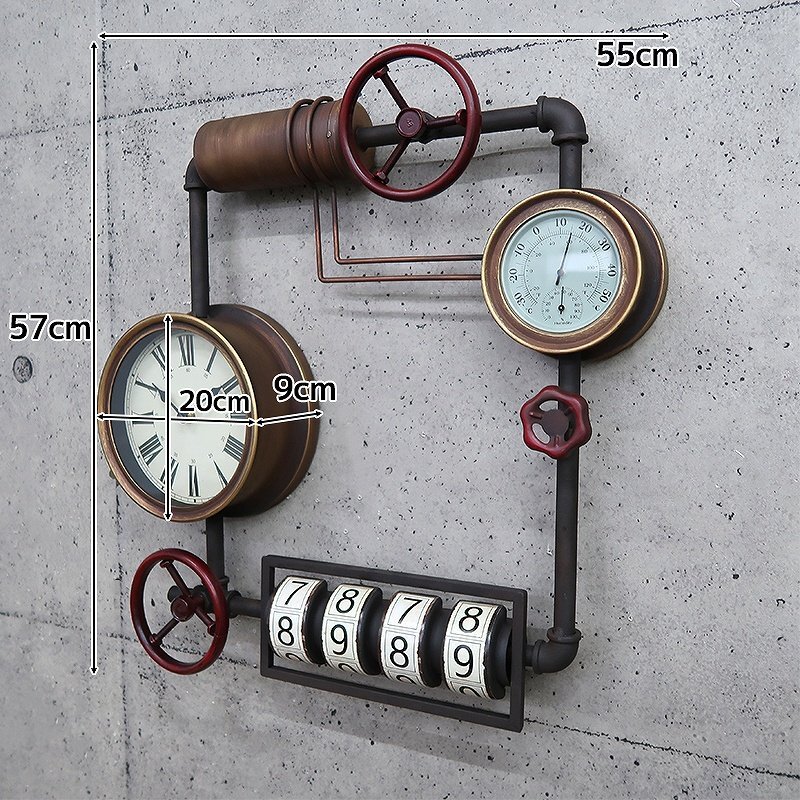 訳有 ウォールクロック 壁掛け時計 水道管 アンティーク インダストリアル レトロ ヴィンテージ 男前 おしゃれ 歯車 BT-102 AWK-39_画像9
