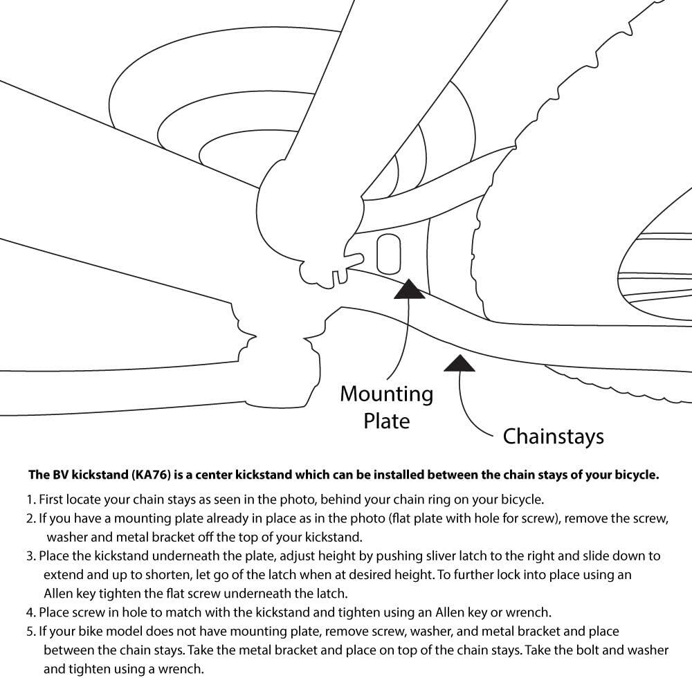 BV Bicycle Kick Stand BV-KA76, Adjustable Length, Compatible with_画像6