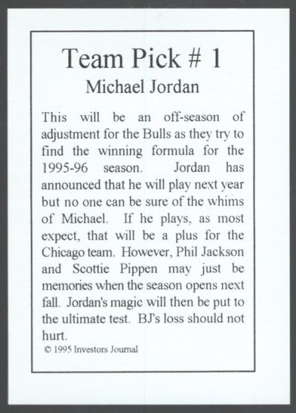 1995 Investor's Journal Gold Michael Jordanの画像2
