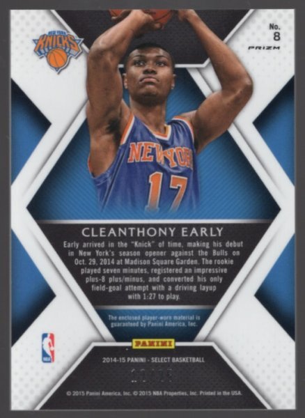14-15 Panini Select Tie-Dye Prizms Cleanthony Early Patch /25の画像2