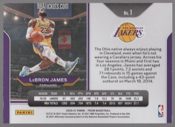 20-21 Panini Prizm LeBron James_画像2