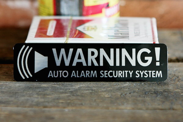 WARNING！ セキュリティ ステッカー ◆ シール 警告 ワーニング 長方形 JT3397の画像1