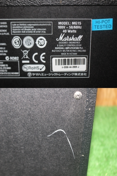 4048 Marshall MG15G マーシャル ギターアンプ 通電のみ確認済み_画像6