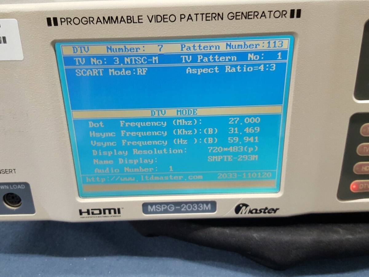 (NBC) マスター Master MSPG-2033M プログラマブルビデオ信号発生器 Programmable Video Pattern Generator (中古 1536)_画像6