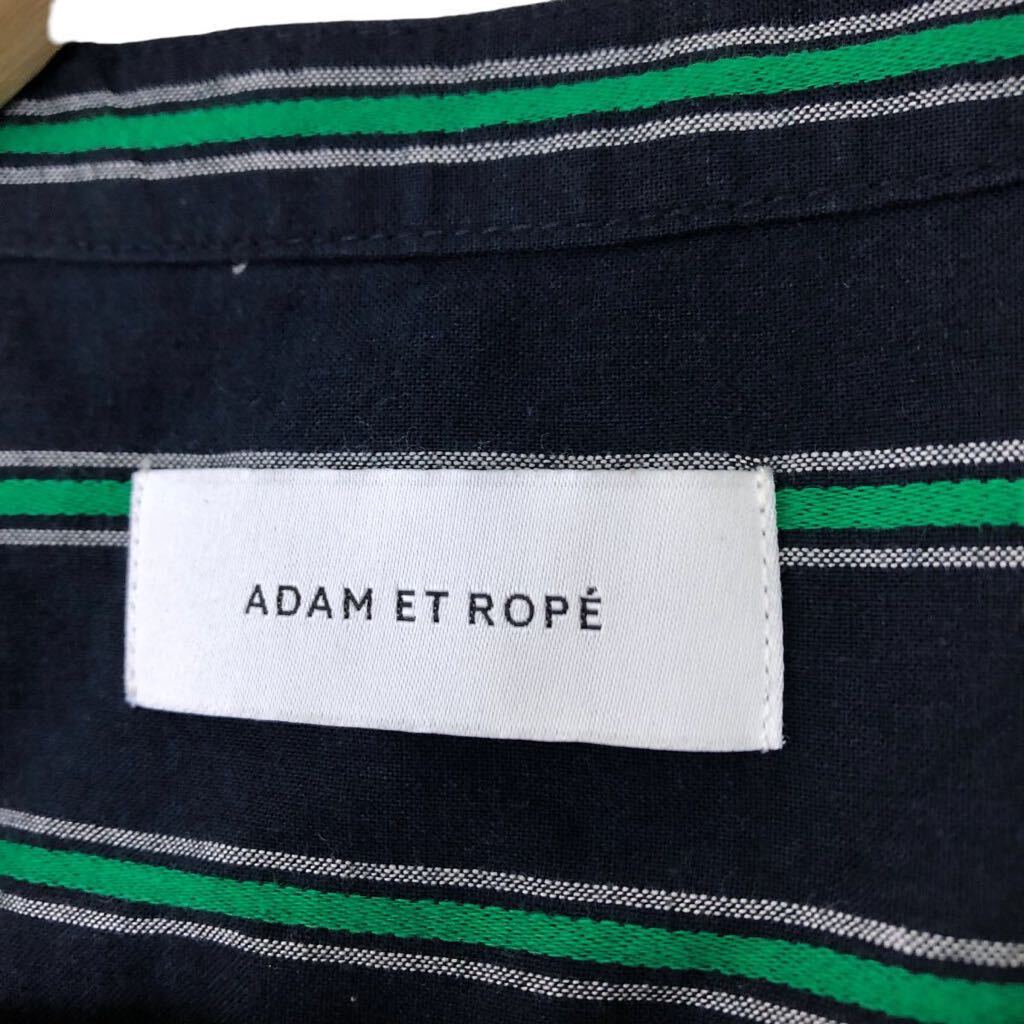 Nm206 ADAM ET ROPE' アダムエロペ ストライプ 柄 長袖 スキッパー シャツワンピース ロング ワンピース ワンピ ネイビー レディース Fの画像8