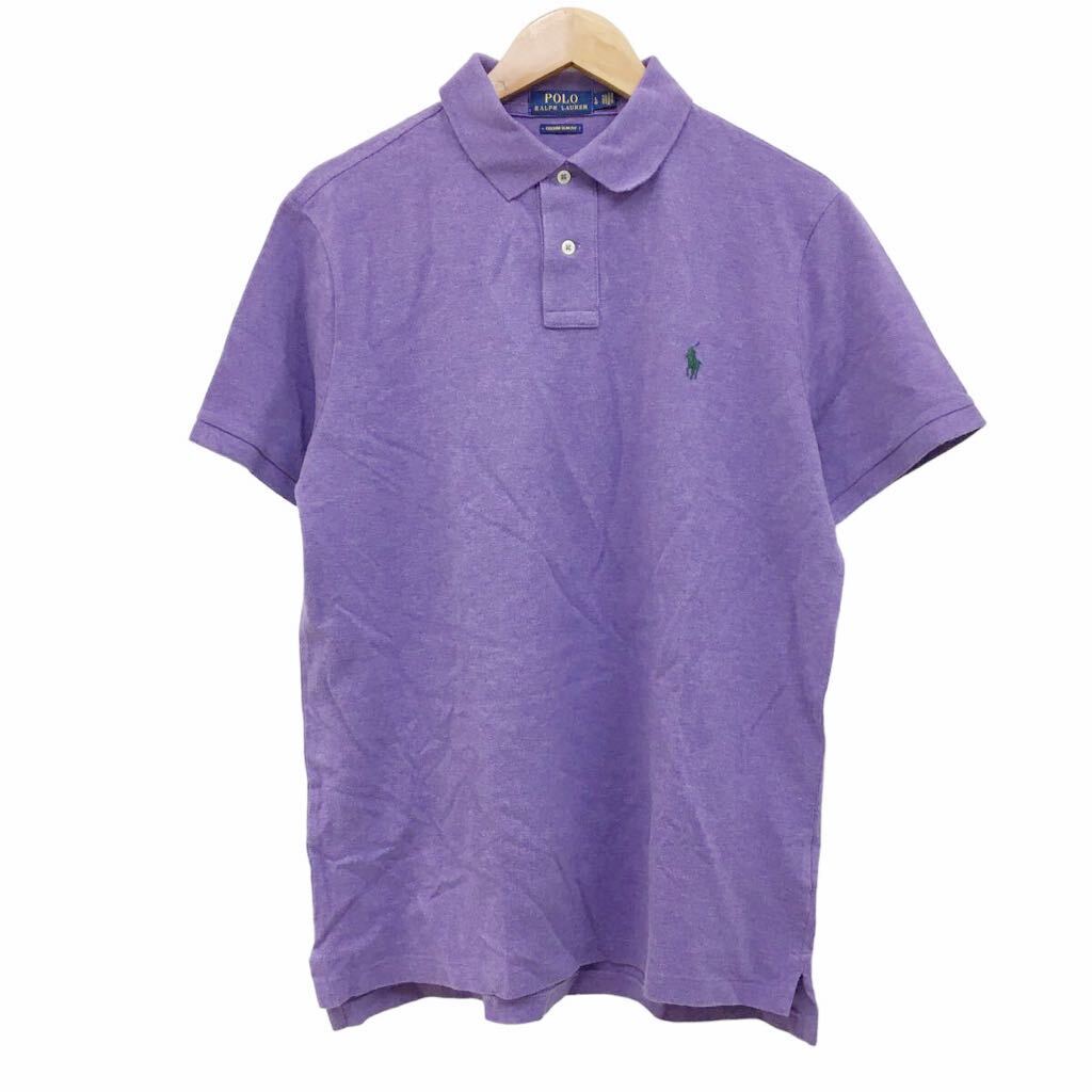 NC216 POLO by RALPH LAUREN ポロラルフローレン 半袖 ポロシャツ シャツ トップス カットソー メンズ L パープル 紫 コットン 綿 100%_画像1