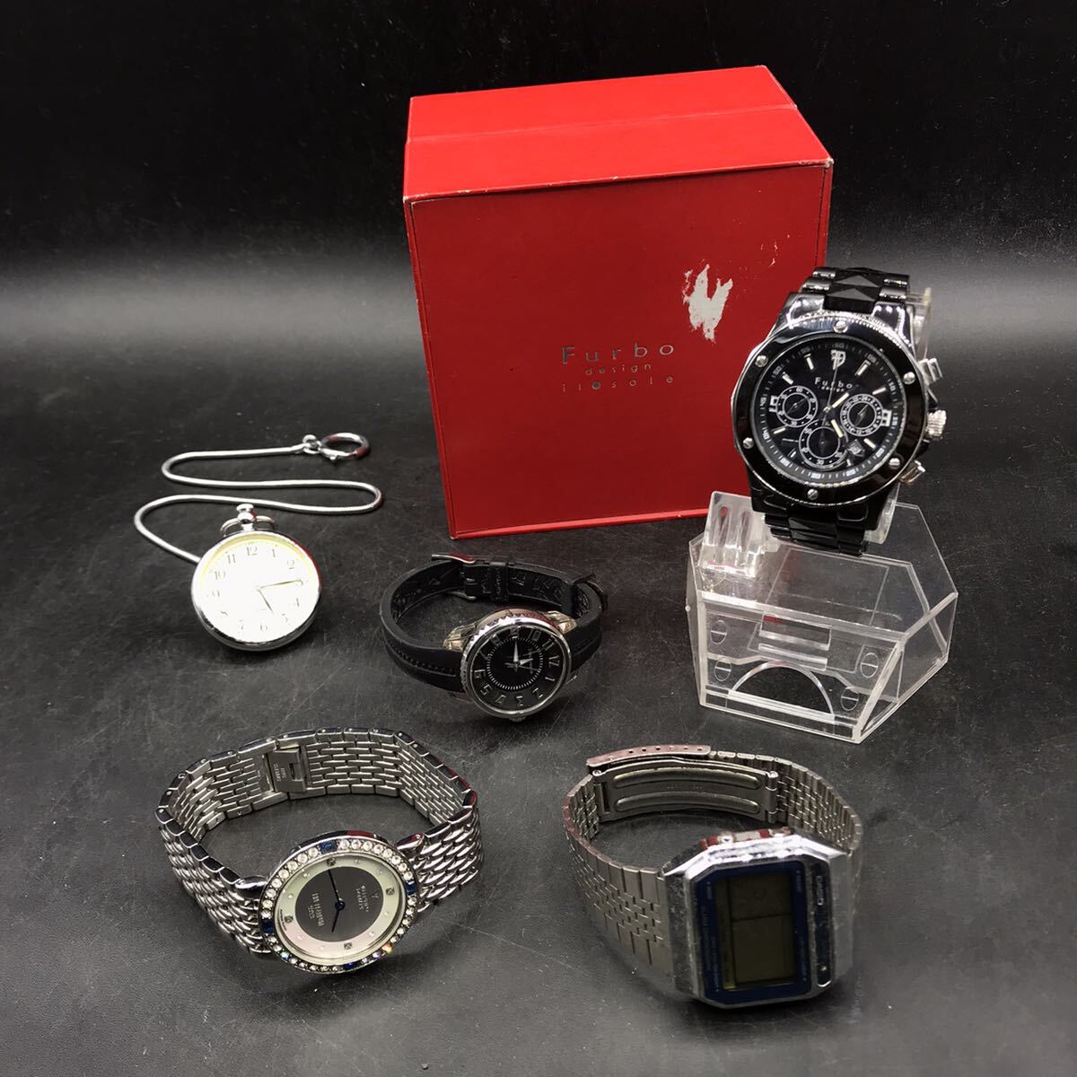 M474 腕時計 5本 まとめ売り CASIO ALBA Tendence Furbo VALENTINO ウォッチ QZ デジタル アナログ クロノグラフ 懐中時計 稼働品含むの画像1