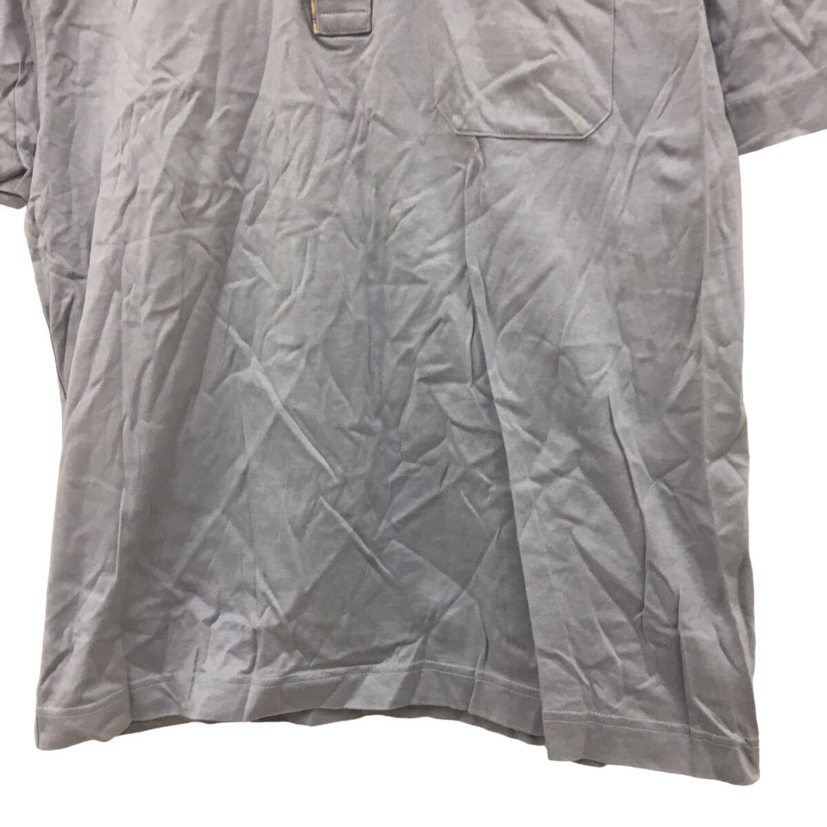 NC216 DAKS ダックス 薄手 半袖 ポロシャツ シャツ トップス カットソー メンズ M グレー コットン 綿 100%_画像3