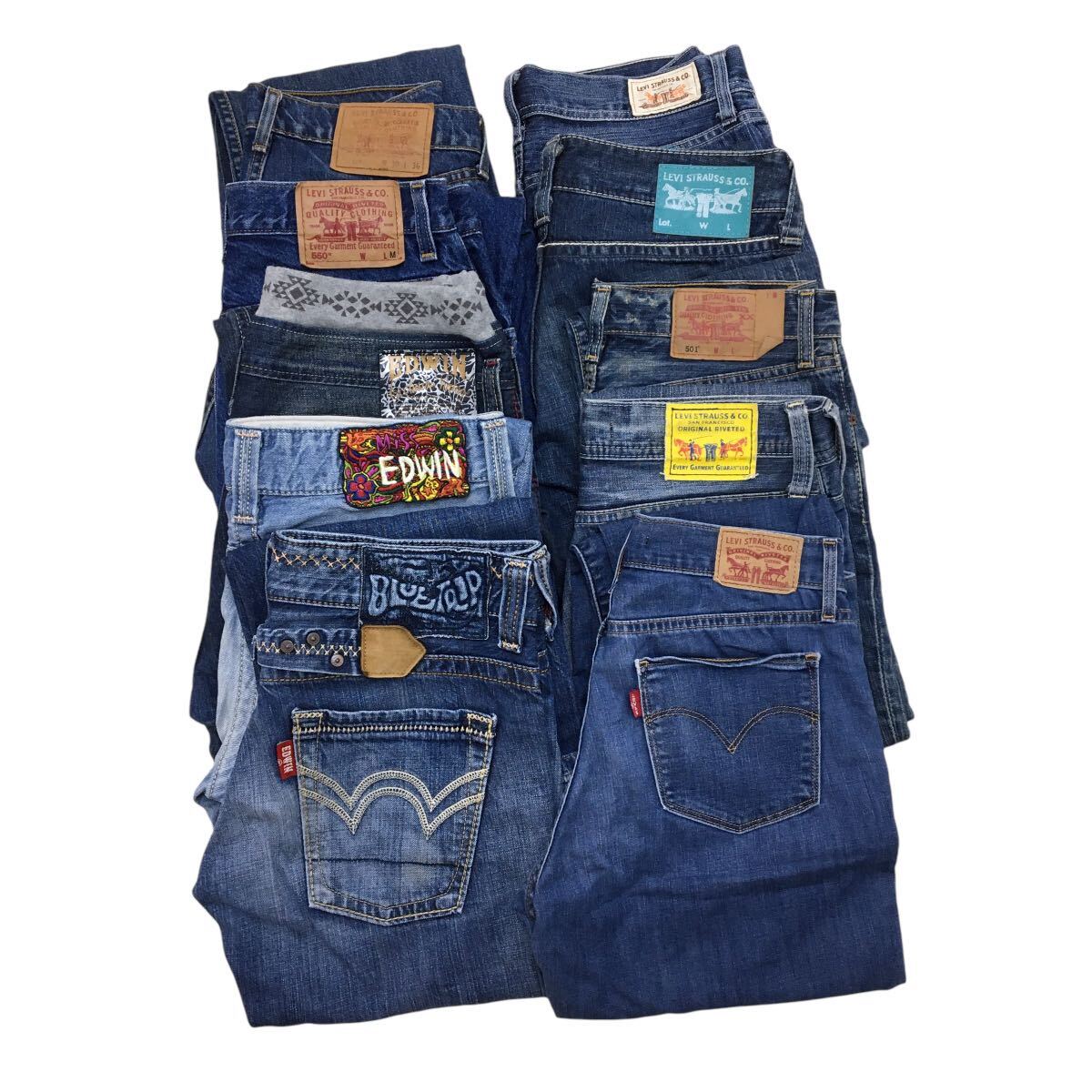 C20 デニム 50本 まとめ売り 大量 EDWIN Lee SLY Levi's 濃紺 ショートパンツ 含む デニムパンツ ジーンズ レディース 卸売_画像6