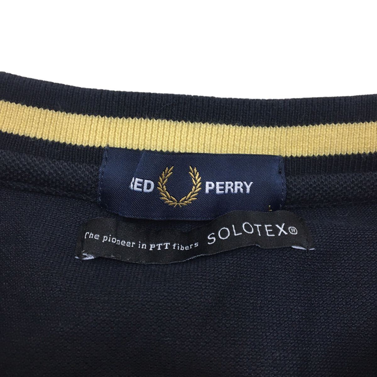 ND171 FRED PERRY フレッドペリー SOLOTEX 半袖 Tシャツ トップス プルオーバー クルーネック ネイビー系 メンズ L_画像6