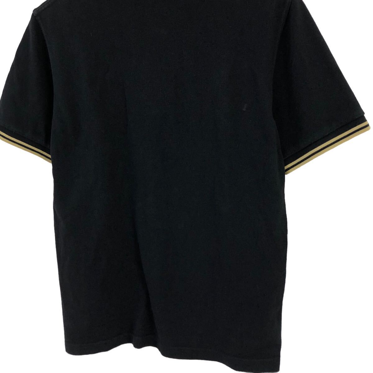 H717③ 英国製 FRED PERRY フレッドペリー 半袖 鹿の子 ポロシャツ シャツ トップス 黒 綿100% イングランド製 メンズ 40の画像8