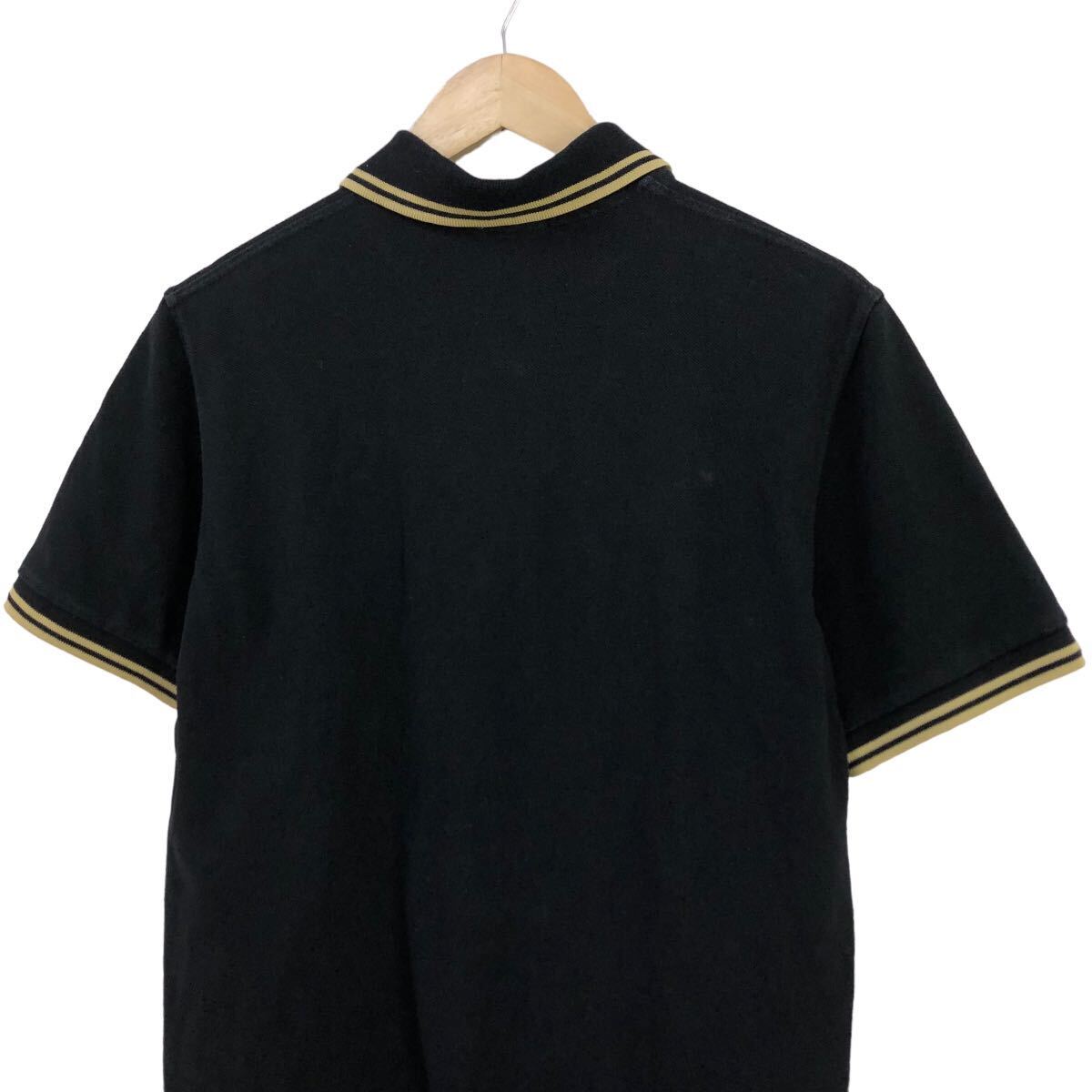 H717③ 英国製 FRED PERRY フレッドペリー 半袖 鹿の子 ポロシャツ シャツ トップス 黒 綿100% イングランド製 メンズ 40の画像7