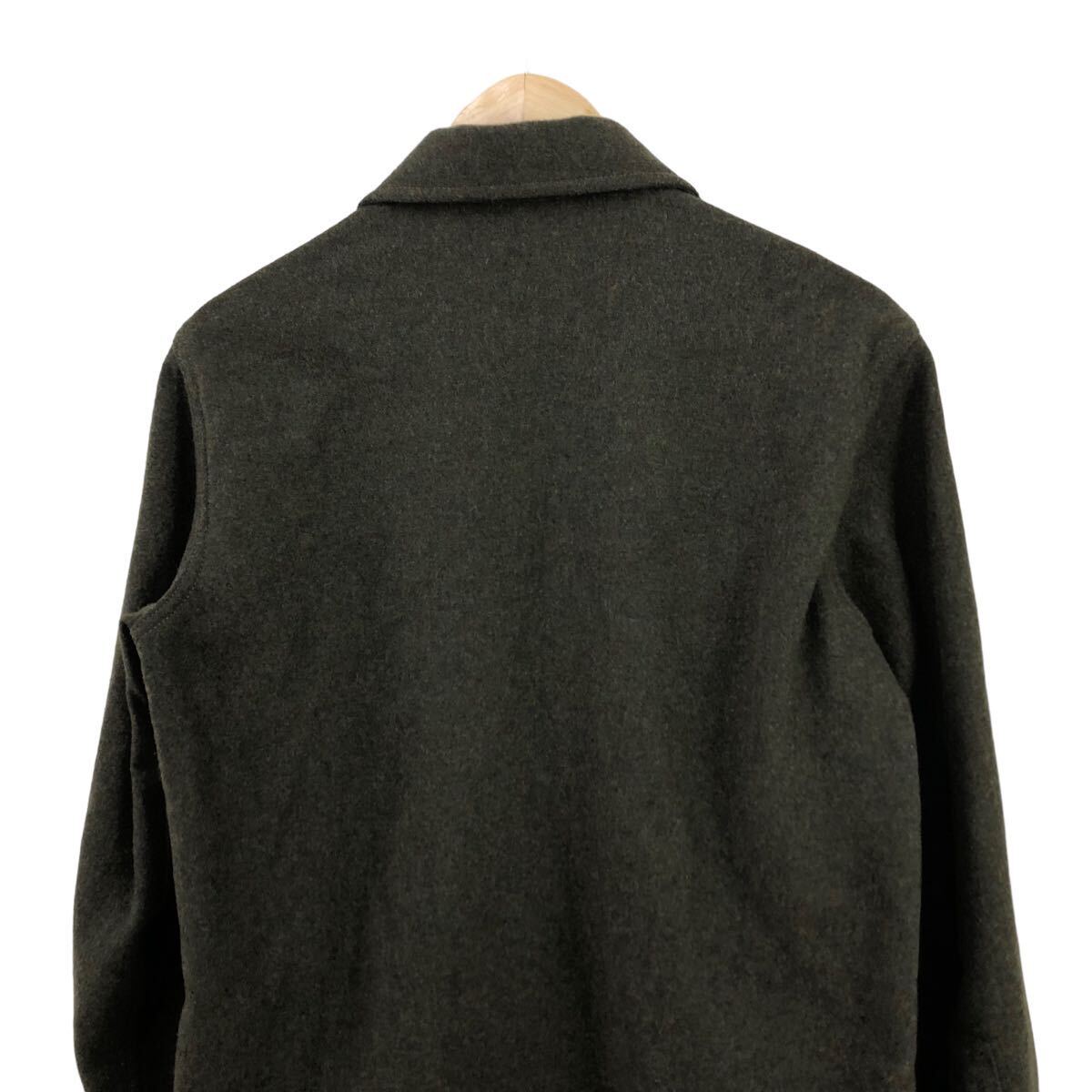 H717⑦ ほぼ美品 日本製 KAVU カブー 長袖 ウール ジャケット シャツジャケット 上着 カーキ系 カシミヤ混 メンズ SMALL_画像6