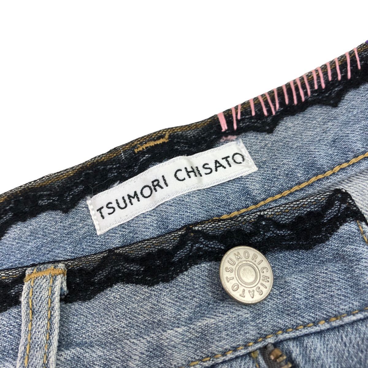 Nm213 TSUMORI CHISATO Tsumori Chisato Heart стежок Denim шорты обезьяна L шорты низ индиго женский 2