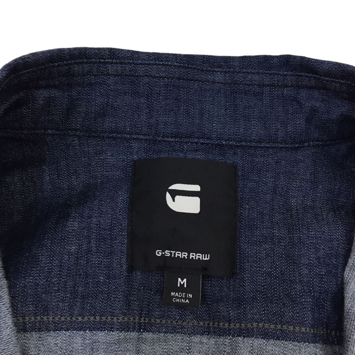 ND174 G-STAR RAW ジースターロゥ 長袖 シャツ 羽織り トップス フロントボタン 綿99% ポリウレタン1% ネイビー系 メンズ M_画像7