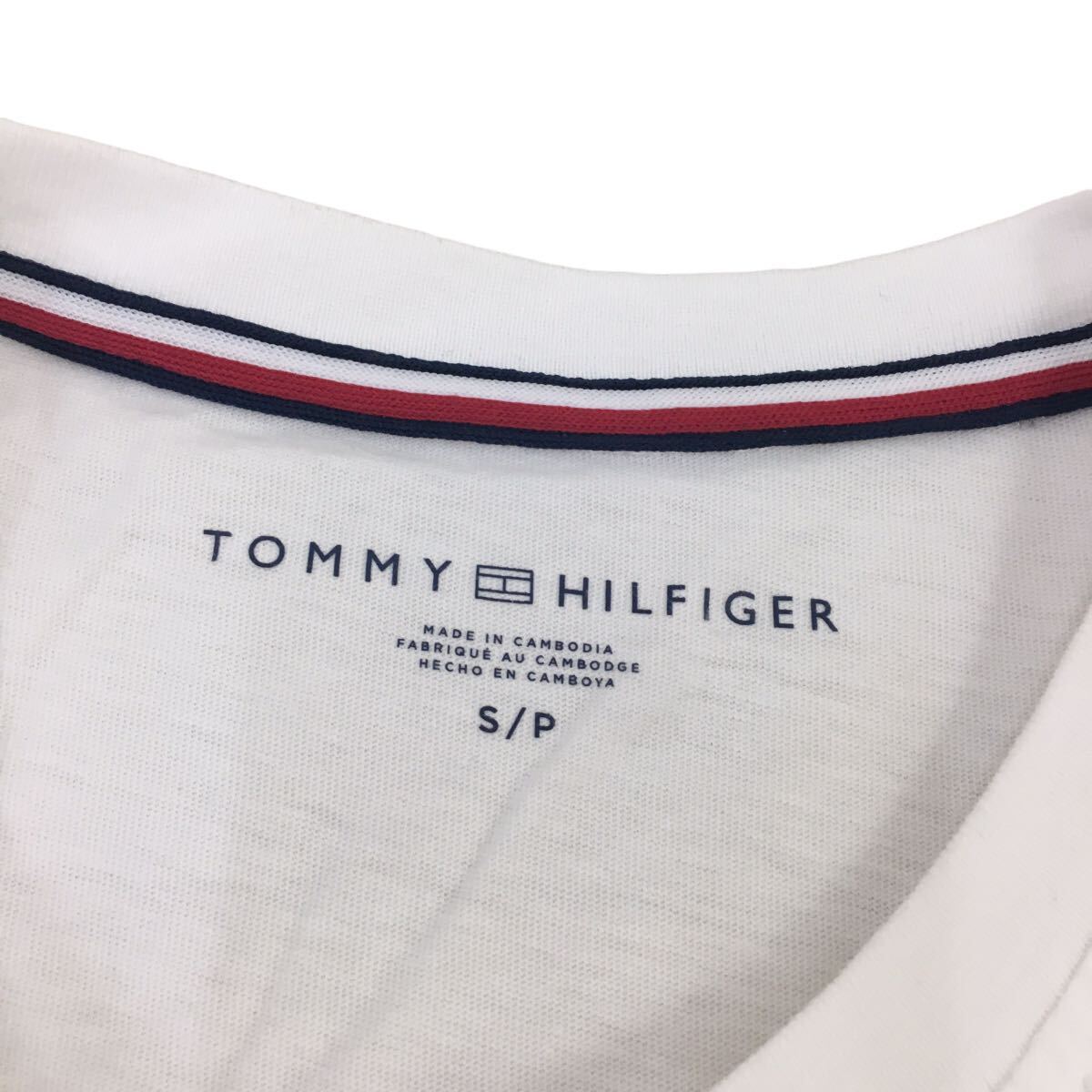 ND174-14 TOMMY HILFIGER トミーヒルフィガー 半袖 Tシャツ トップス プルオーバー クルーネック コットン 綿100% ホワイト メンズ S_画像6