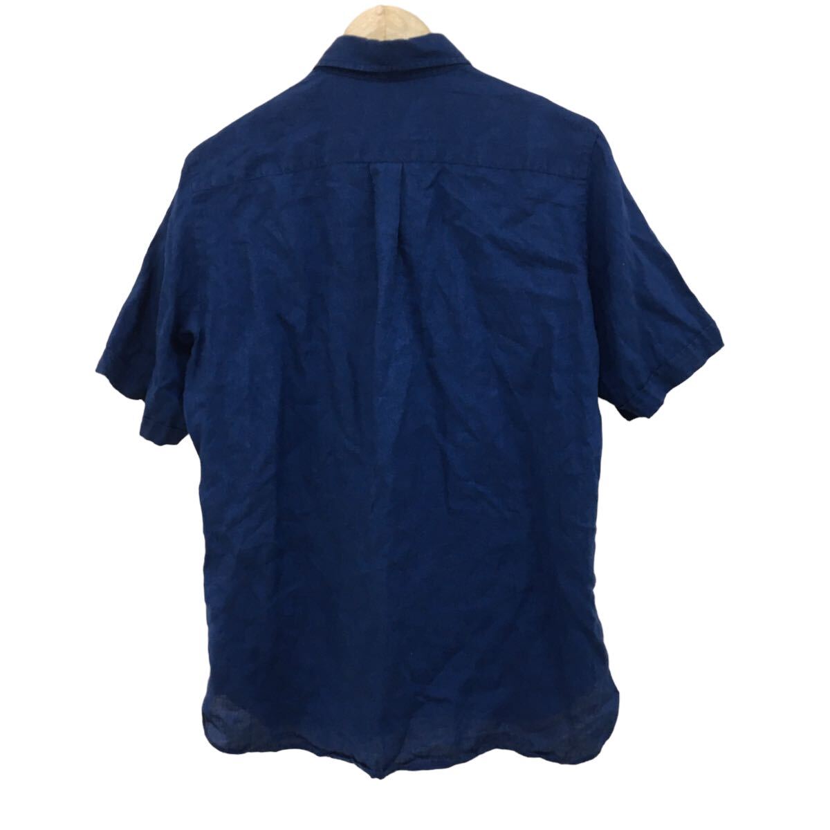 NC219 Paul Stuart ポールスチュアート リネン 半袖 シャツ カジュアルシャツ トップス メンズ L ブルー 青 麻 100%_画像5